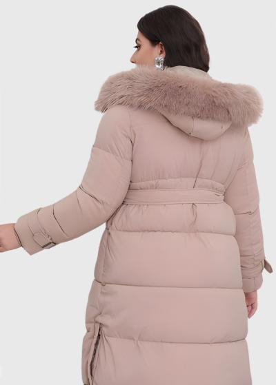 Darina Lielo izmēru bēša gara jaka ar jostu - back