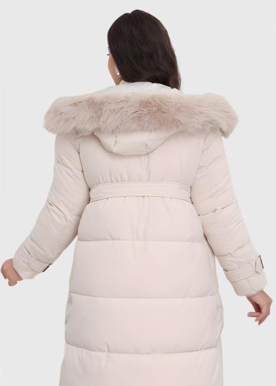 Darina Lielo izmēru gaiši bēša gara jaka ar jostu - back