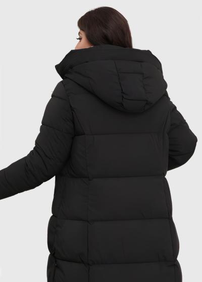 Daniela Lielo izmēru melna gara jaka ar kapuci - back