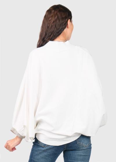 Daniella balts brīva piegriezuma džemperis - back