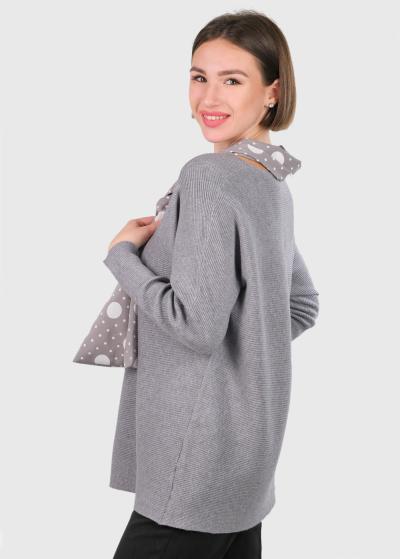 Amanda pelēks džemperis ar lakatu - back