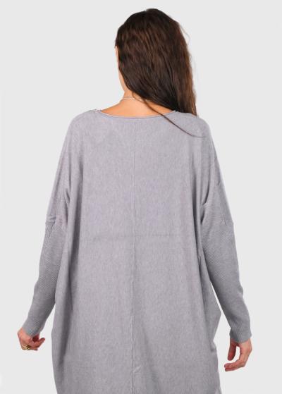 Amelia pelēks pagarināts džemperis - back