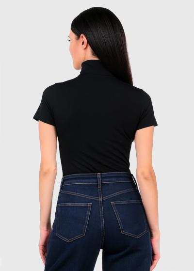 Diana melns t-krekls ar augstu apkakli - back