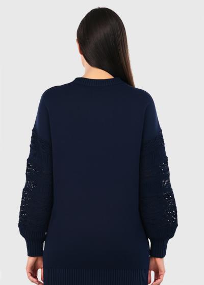 Ella tumši zils džemperis ar mežģīnēm  - back