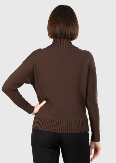 Arlanda brūns džemperis ar augstu apkakli - back
