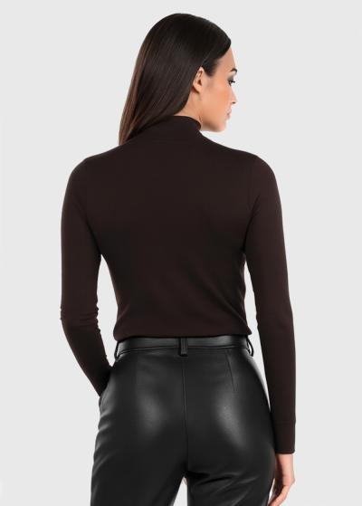 Gilberta tumši brūna bītlene ar augstu apkakli - back