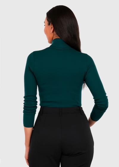 Gilberta tumši zaļa bītlene ar augstu apkakli - back