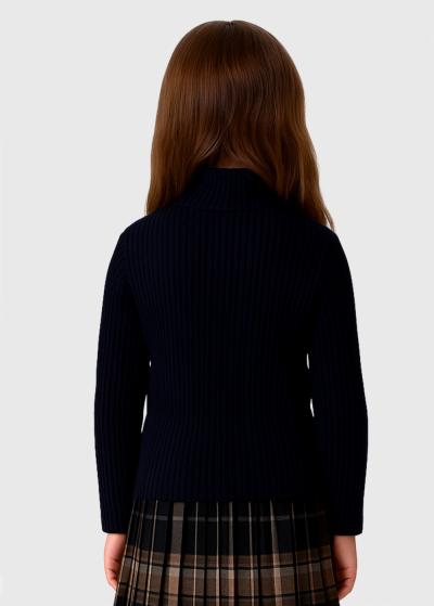 Steph melns džemperis ar augstu apkakli - back