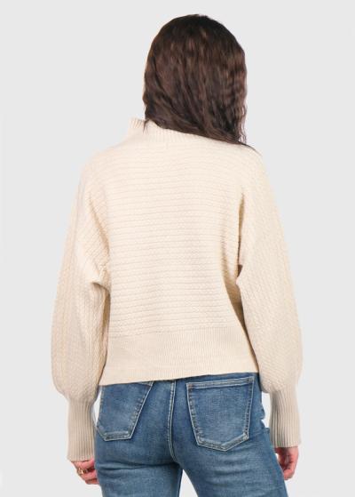 Scarlett gaiši bēšs džemperis ar augstu apkakli - back