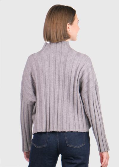 Sarah pelēks džemperis ar augstu apkakli - back