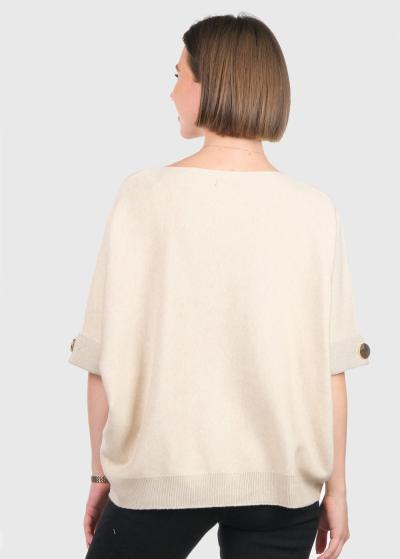 Pam gaiši bēšs džemperis ar trīs ceturtdaļu piedurknēm - back