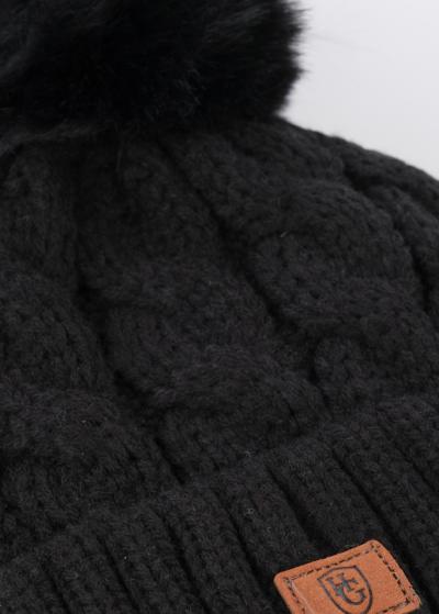 Stef melna cepure ar bumbuli  - back