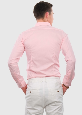 Amedeo Slim Fit светло-розовая мужская рубашка - back
