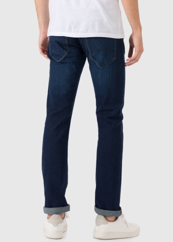 Slim Fit темно-синие мужские джинсы - back