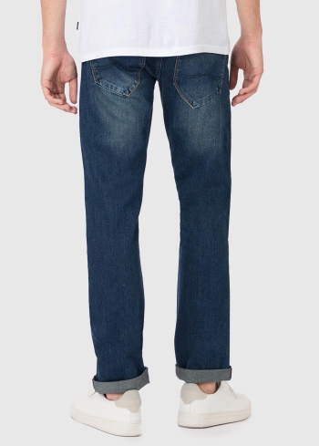 Slim Fit синие мужские джинсы - back