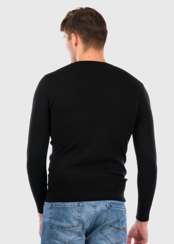 Gianni черный мужской джемпер с круглым вырезом - back