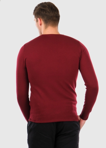 Gianni бордовый мужской джемпер с круглым вырезом - back