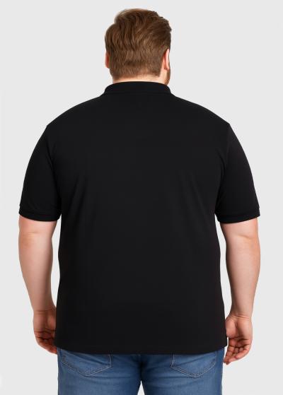 Rocco Lielo izmēru melns vīriešu polo krekls ar kabatu - back