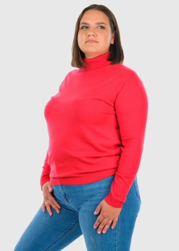 Eulalia Plus Size красная женская водолазка - back