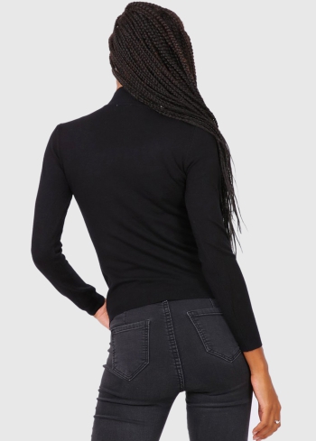 Gilberta melna sieviešu bītlene ar augstu apkakli - back