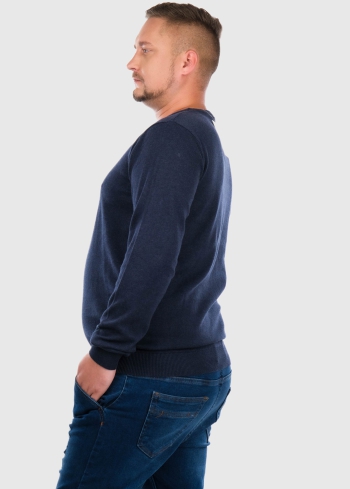 Ettore Plus Size темно-синий джемпер с круглым вырезом - back