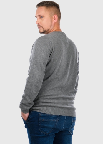 Ettore Plus Size серый джемпер с круглым вырезом - back