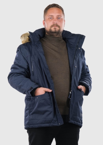 Giusi Plus Size dark blue men's jacket with a hood