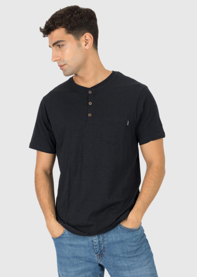 Dark blue men's t-shirt with buttons