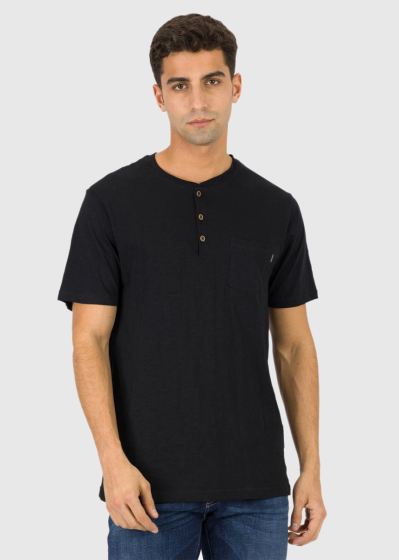 Black men's t-shirt with buttons