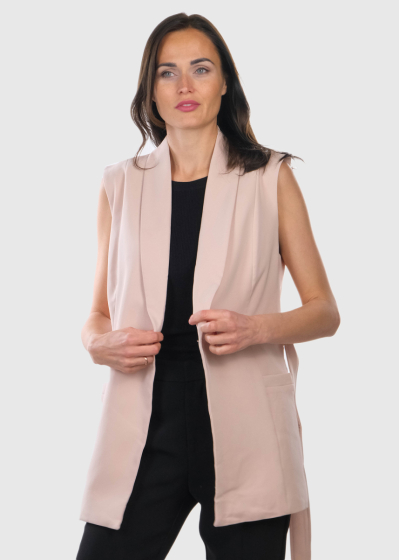 Delia light pink vest with belt