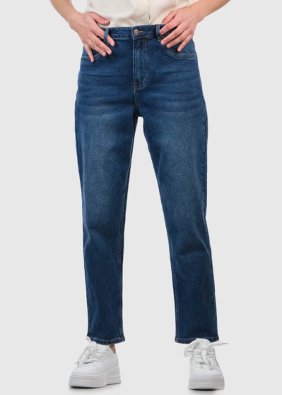 Crystal Mom Fit blue womens jeans