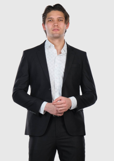 Timoteo melns pieguļošais uzvalks