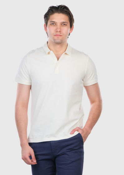Beige men's polo shirt