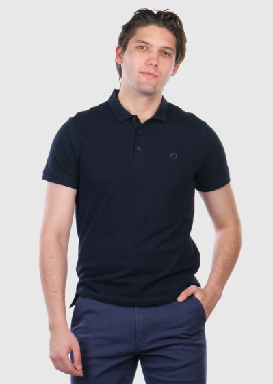 Dark blue men's polo shirt
