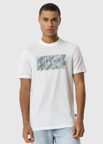White men's t-shirt with round neck