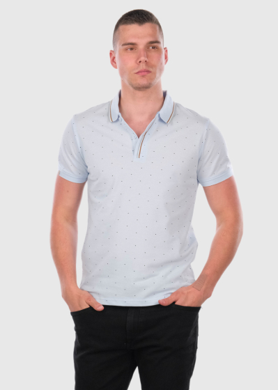 Delfín light blue emroidered polo shirt