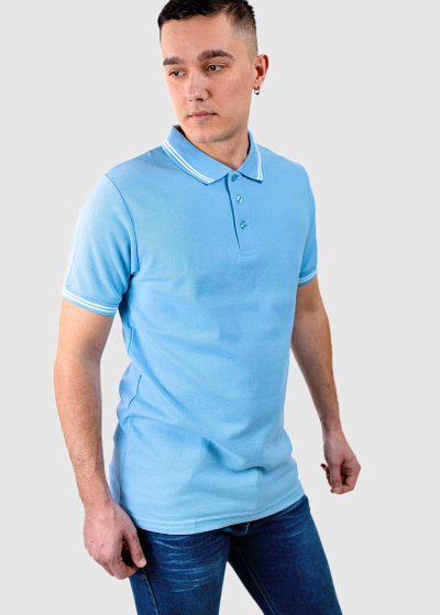 Fausto Plus Size light blue men's Polo Shirt