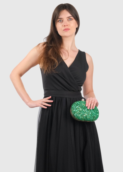 Lizeth black long evening dress