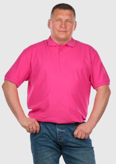 Ermanno Plus Size pink men's Polo Shirt