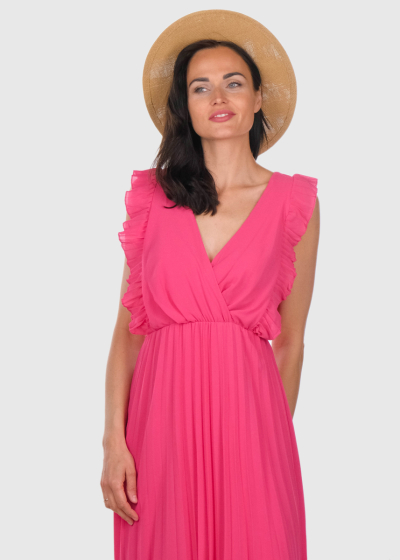 Gaudencia pink long dress with pleated skirt
