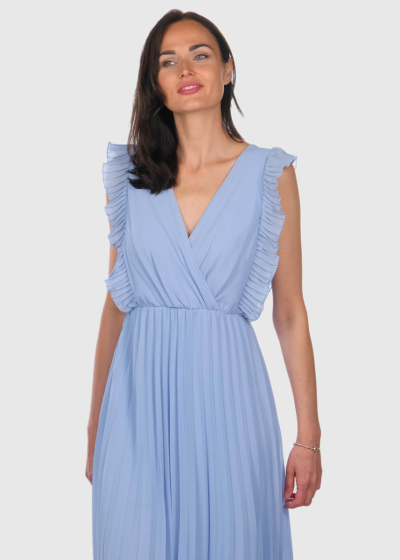 Gaudencia light blue long dress with pleated skirt
