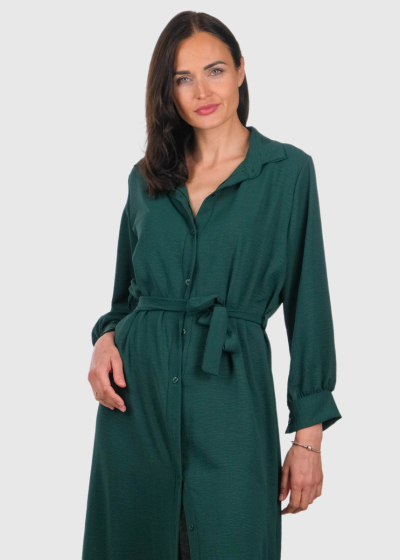 Genara dark green long buttoned dress
