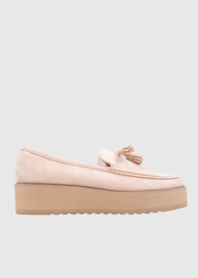 Miguelina light beige women's high-soled moccasins