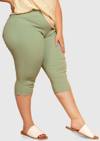 Ginevra Plus Size темно-зеленые укороченные брюки