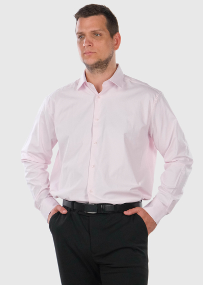 Slim Fit светло-розовая мужская рубашка с длинными рукавами