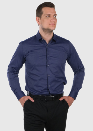 Slim Fit tumši zils vīriešu krekls