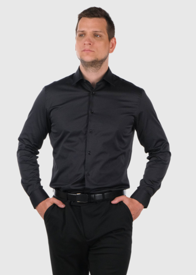 Slim Fit черная мужская рубашка