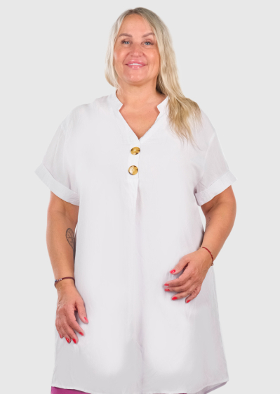 Albana Plus Size white short sleeve blouse