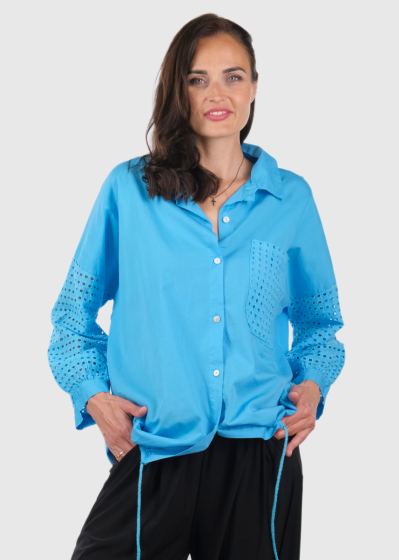 Anya blue drawstring blouse