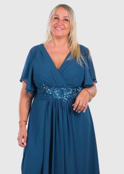 Bruna Plus Size blue long evening dress